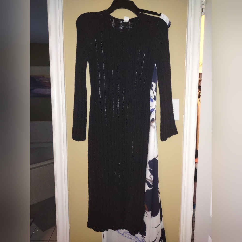 H&M Black Long Sleeve Knit Dress